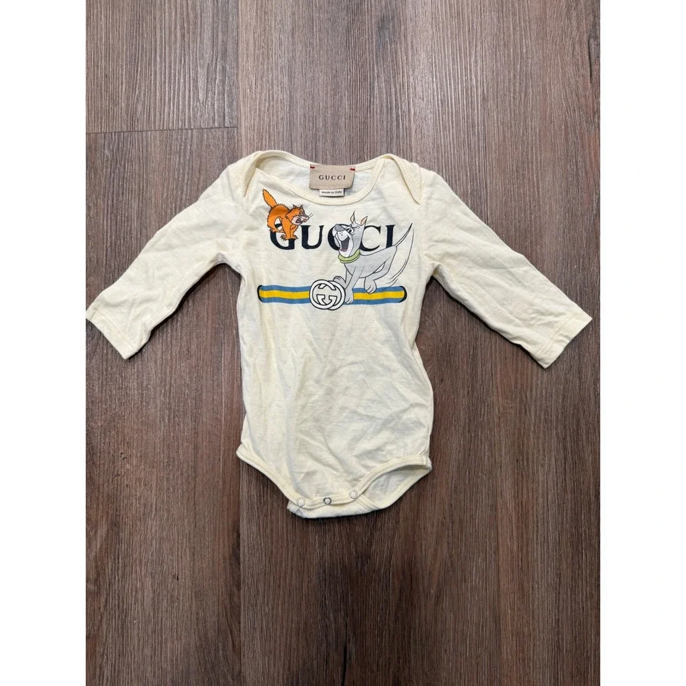 Gucci Kids Baby Long Sleeve Bodysuit The Jetsons Cartoon‎ Print Cream